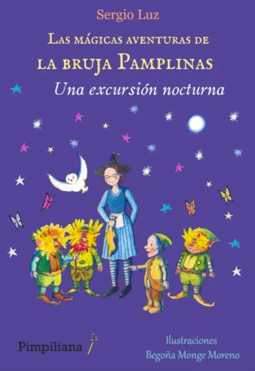 Portada del libro Una excursión nocturna, libro 10 de la colección Las mágicas aventuras de la bruja Pamplinas, de Sergio Luz