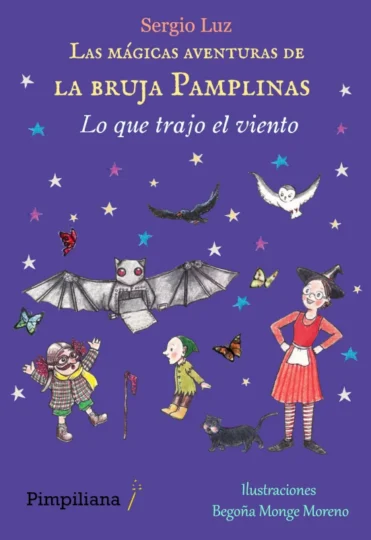 Portada del libro Lo que trajo el viento, libro 14 de la colección Las mágicas aventuras de la bruja Pamplinas, de Sergio Luz