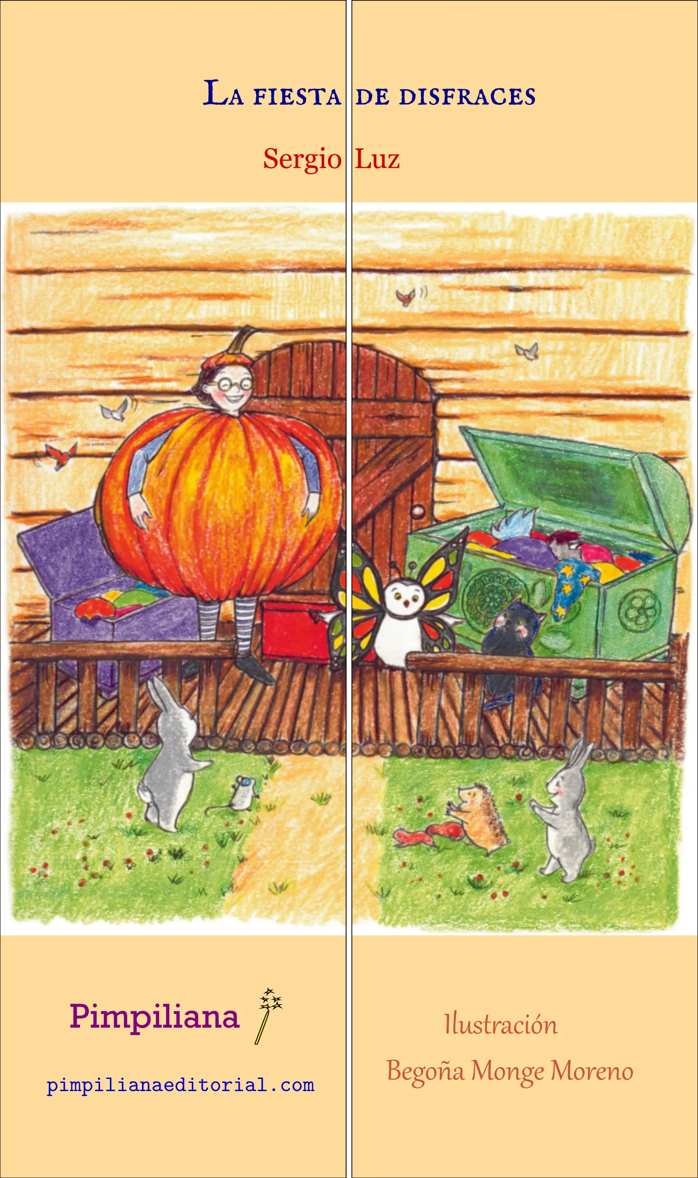 Marcapáginas puzzle de dos piezas: La fiesta de disfraces 13D1 con la bruja, el gato Milkifú, la lechuza Luf y animalitos.