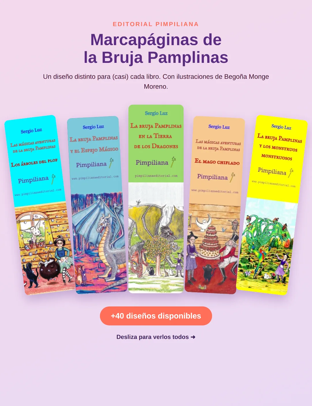 Marcapáginas sueltos de la bruja Pamplinas